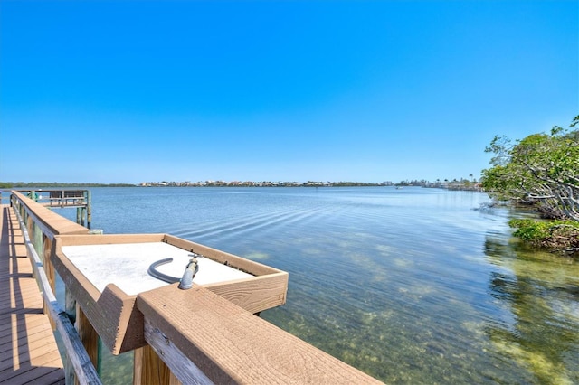dock area featuring a water view