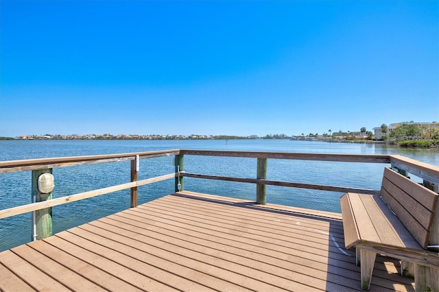 view of dock featuring a water view