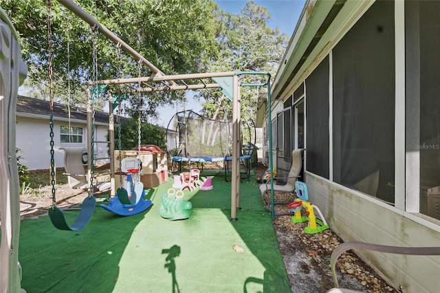 exterior space with a trampoline