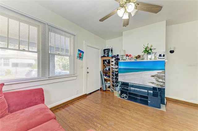 432 Adelia Ave, Sarasota, FL 34236 - living area featuring baseboards, ceiling fan, and wood finished floors