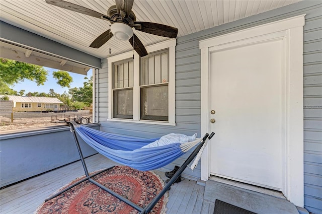 432 Adelia Ave, Sarasota, FL 34236 - exterior space featuring ceiling fan and a wooden deck