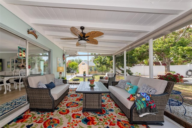 1722 Hazelwood St, Sarasota, FL 34231 - view of patio / terrace featuring an outdoor living space and ceiling fan