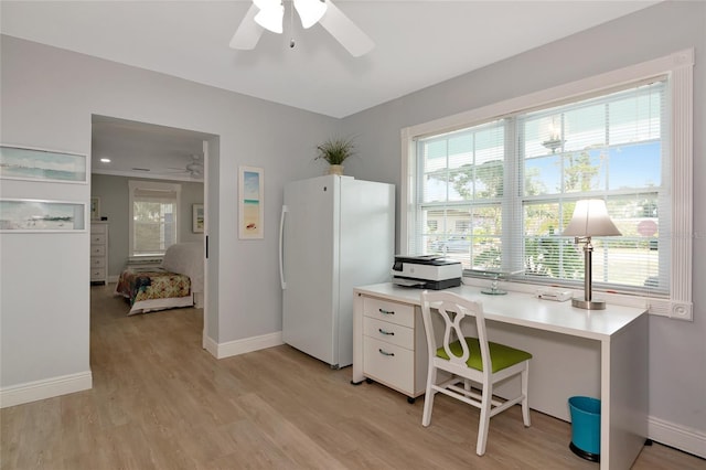 1722 Hazelwood St, Sarasota, FL 34231 - office space with ceiling fan, light wood finished floors, and baseboards