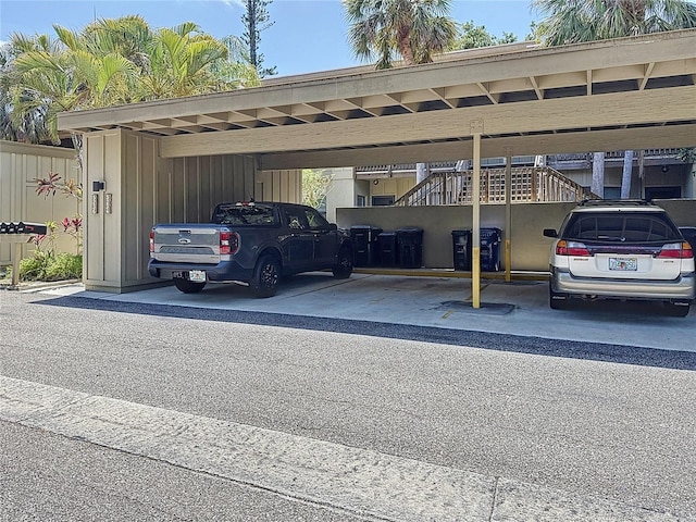 view of covered parking lot
