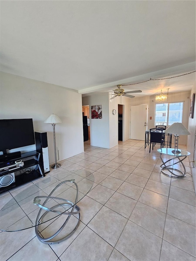 2321 Canal Dr Unit F25, Bradenton, FL 34207 - living area featuring light tile patterned floors and ceiling fan