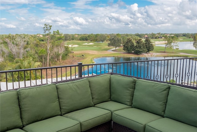 6919 Dominion Ln, Lakewood Ranch, FL 34202 - balcony featuring a water view and view of golf course