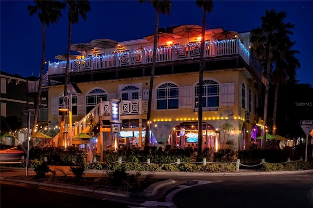 view of property at night