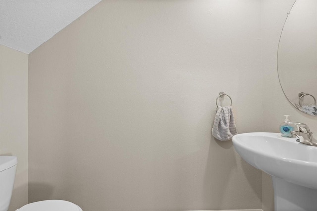 6314 Distant Haze Pl, Palmetto, FL 34221 - half bathroom with toilet, a sink, and vaulted ceiling