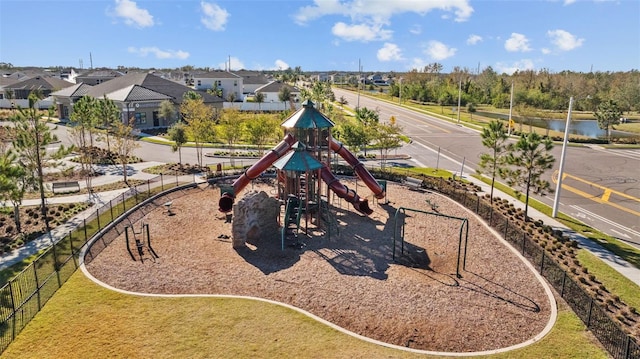 community jungle gym featuring a residential view