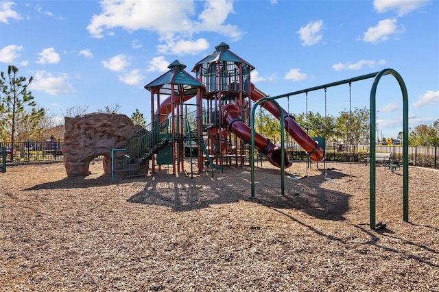 community play area with fence
