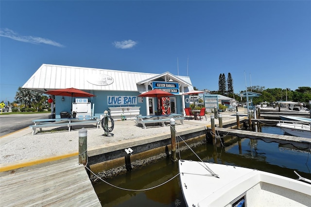 dock area featuring a water view