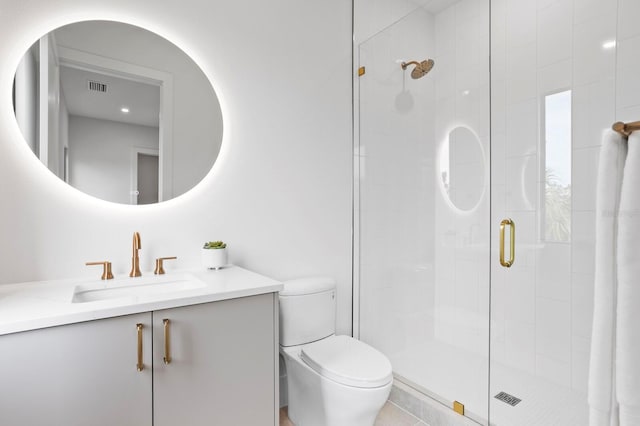 2554 Arlington St, Sarasota, FL 34239 - full bathroom with vanity, a stall shower, toilet, and visible vents