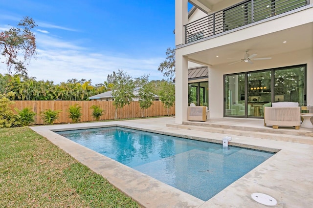 2554 Arlington St, Sarasota, FL 34239 - view of pool with a patio, fence, a ceiling fan, and a fenced in pool