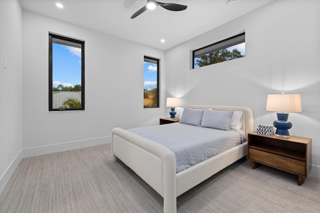 1559 Bay Rd, Sarasota, FL 34239 - carpeted bedroom featuring recessed lighting, baseboards, and ceiling fan