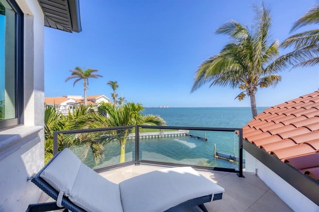 balcony with a water view