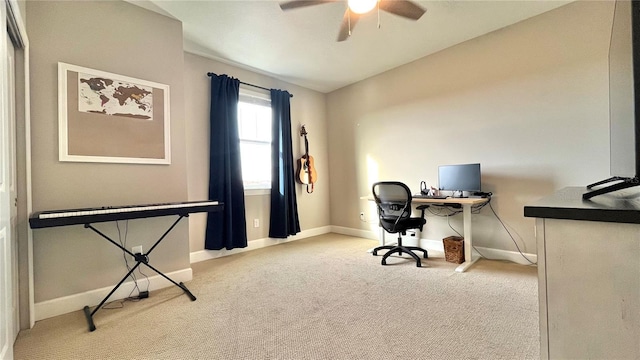 13422 Flat Woods Ter, Bradenton, FL 34211 - office space with a ceiling fan, carpet flooring, and baseboards