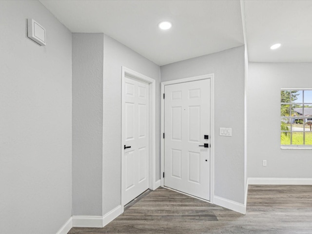 8304 Fishhawk Ave, New Port Richey, FL 34653 - entryway featuring recessed lighting, baseboards, and wood finished floors