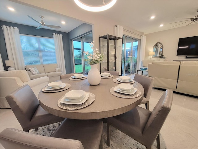 26017 Seastone Dr, Englewood, FL 34223 - dining space with ceiling fan and recessed lighting