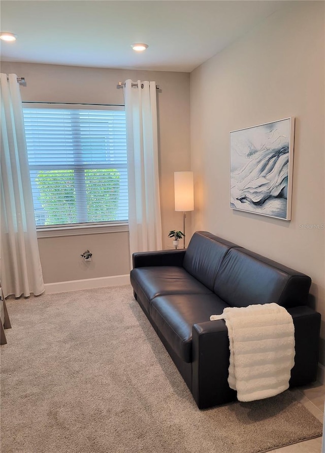 26017 Seastone Dr, Englewood, FL 34223 - carpeted living room with baseboards and recessed lighting