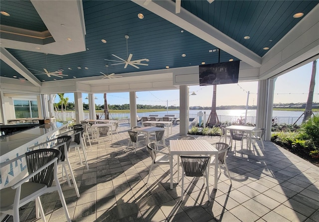 26017 Seastone Dr, Englewood, FL 34223 - view of patio / terrace featuring ceiling fan and outdoor dining space