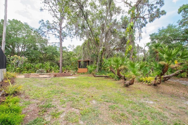view of yard with a sunroom