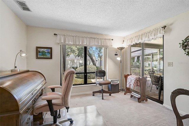 7817 Pine Trace Dr Unit 15, Sarasota, FL 34243 - carpeted office featuring baseboards, a textured ceiling, and visible vents