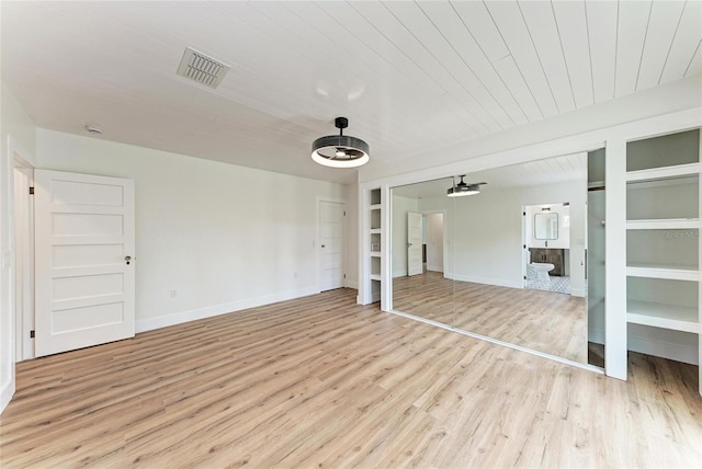 1016 38th St W, Bradenton, FL 34205 - interior space with baseboards, visible vents, wooden ceiling, and light wood finished floors