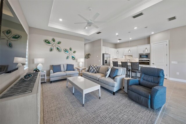 6244 Talon Preserve Dr, Nokomis, FL 34275 - living area with baseboards, a ceiling fan, recessed lighting, and visible vents