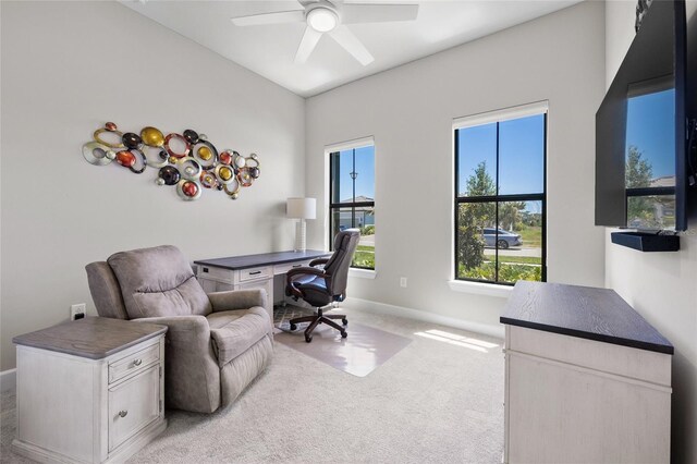6244 Talon Preserve Dr, Nokomis, FL 34275 - office space with light colored carpet, a ceiling fan, and baseboards