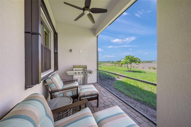 6244 Talon Preserve Dr, Nokomis, FL 34275 - view of patio with a ceiling fan and a grill