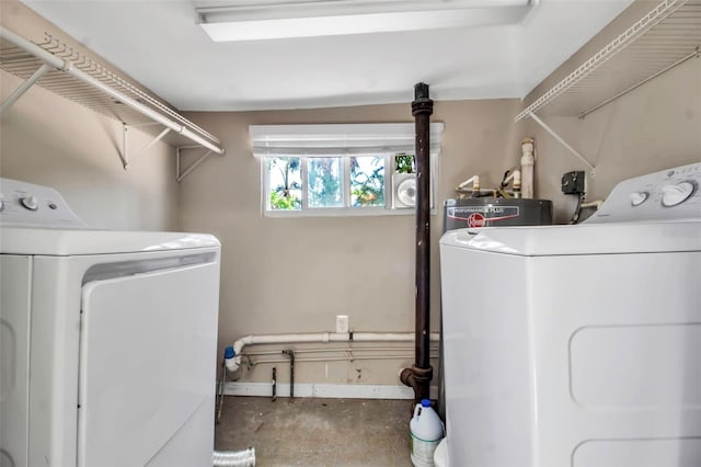 1830 Virginia Dr, Bradenton, FL 34205 - clothes washing area featuring water heater, laundry area, and washer and dryer