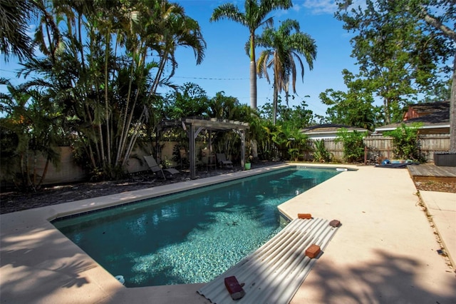 1830 Virginia Dr, Bradenton, FL 34205 - view of pool featuring a pergola, a fenced backyard, and a fenced in pool