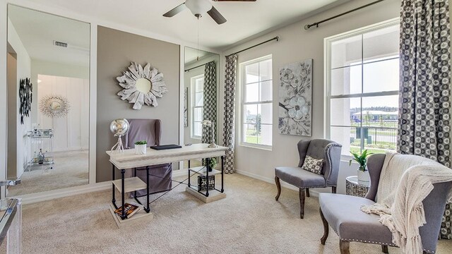 18305 Fattoria Ter, Lakewood Ranch, FL 34211 - office with carpet floors, ceiling fan, baseboards, and visible vents
