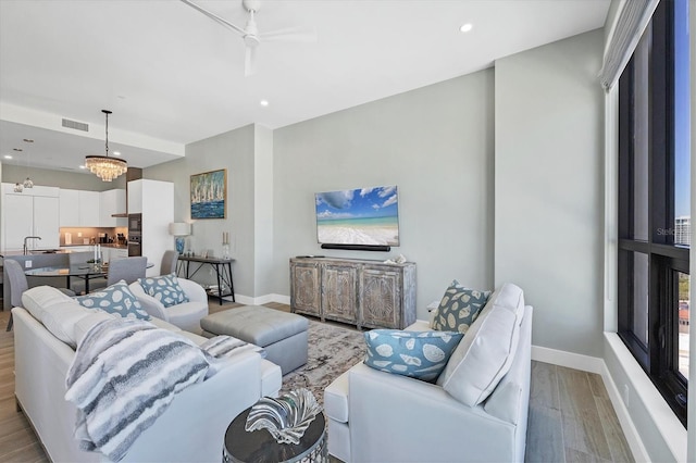 33 S Palm Ave Unit 1403, Sarasota, FL 34236 - living area featuring visible vents, recessed lighting, light wood finished floors, and baseboards