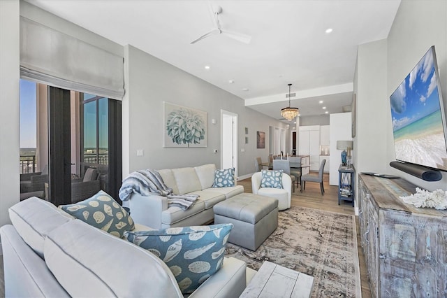 33 S Palm Ave Unit 1403, Sarasota, FL 34236 - living room with recessed lighting, baseboards, and light wood finished floors