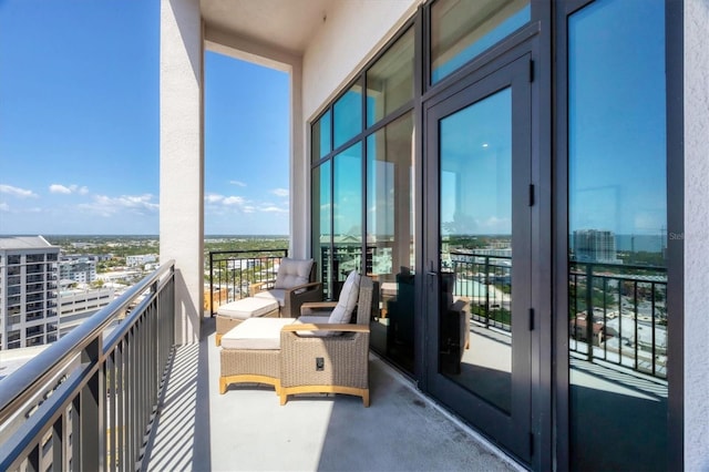 balcony with a view of city