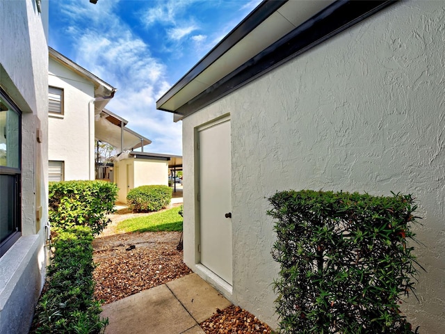 view of home's exterior with stucco siding