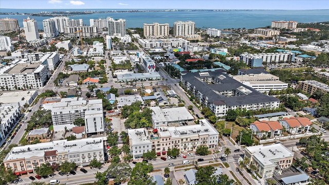 555 N Orange Ave Unit 307, Sarasota, FL 34236 - aerial view of property and surrounding area with nearby urban area and a large body of water