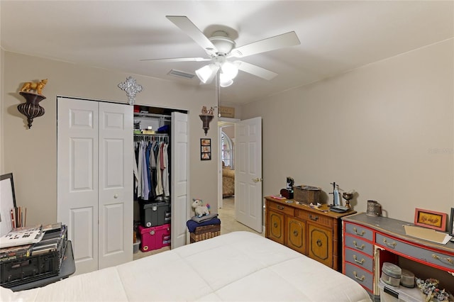 620 Burke Rd, Venice, FL 34293 - bedroom featuring ceiling fan, a closet, and visible vents