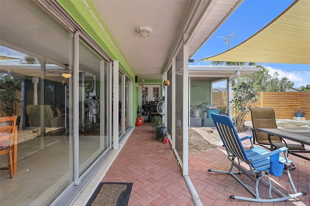 view of patio with fence and french doors