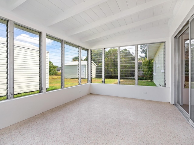 6116 Rodgers Ave, Sarasota, FL 34231 - unfurnished sunroom with beamed ceiling and a wealth of natural light