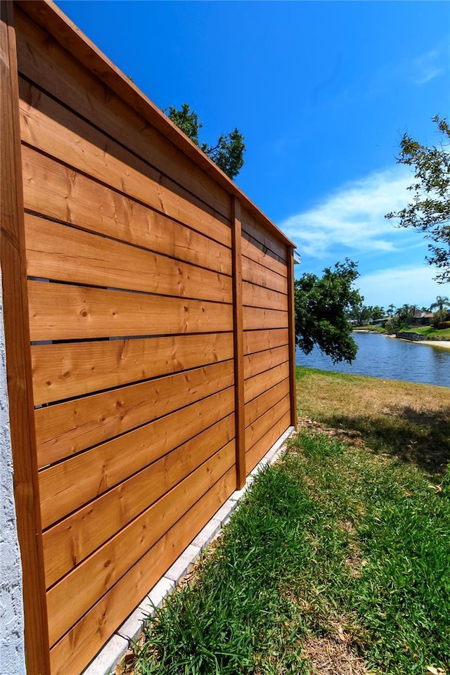 exterior space featuring a water view