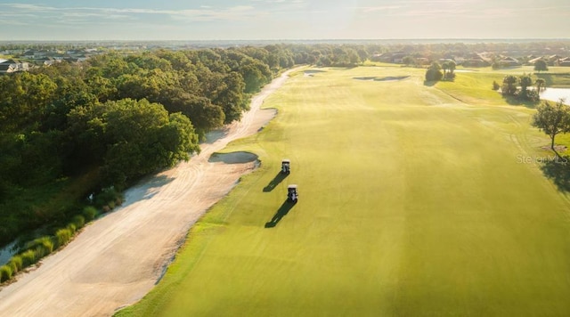 drone / aerial view featuring golf course view