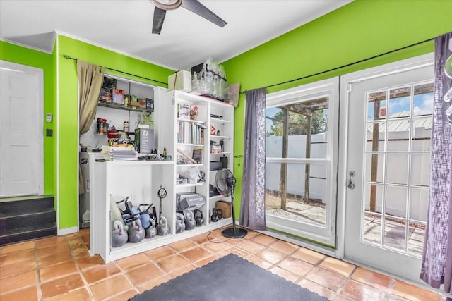5012 Eastchester Dr, Sarasota, FL 34234 - entryway featuring a ceiling fan and tile patterned floors
