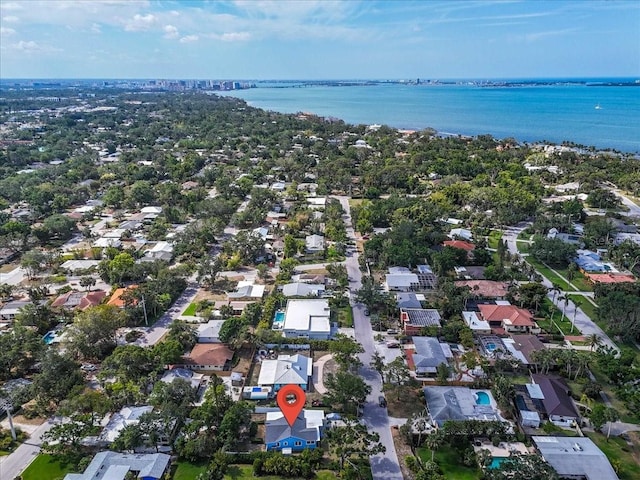 5012 Eastchester Dr, Sarasota, FL 34234 - birds eye view of property with a water view and a residential view