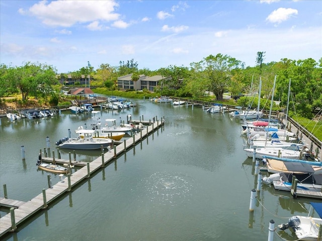 view of dock featuring a water view