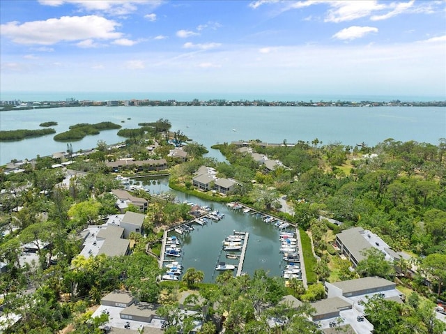 bird's eye view featuring a water view