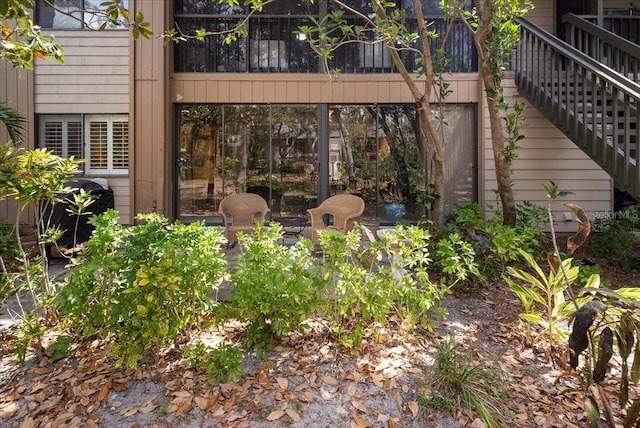 exterior space featuring stairs