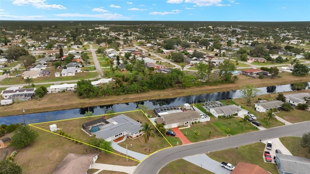 1458 Alwynne Dr N, Lehigh Acres, FL 33936 - birds eye view of property with a water view and a residential view