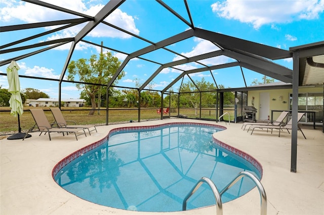 1458 Alwynne Dr N, Lehigh Acres, FL 33936 - pool featuring glass enclosure and a patio